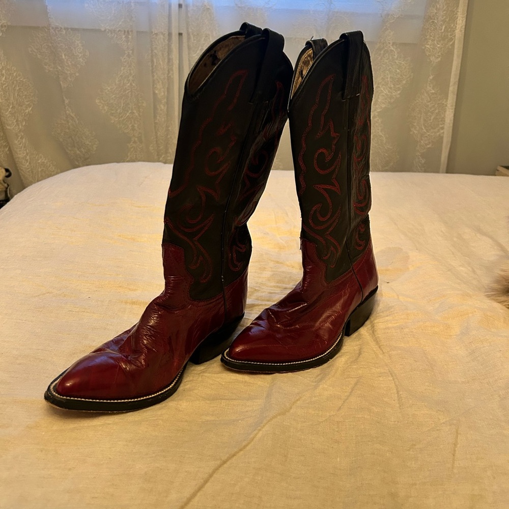 Black and Burgundy Cowboy Boots
